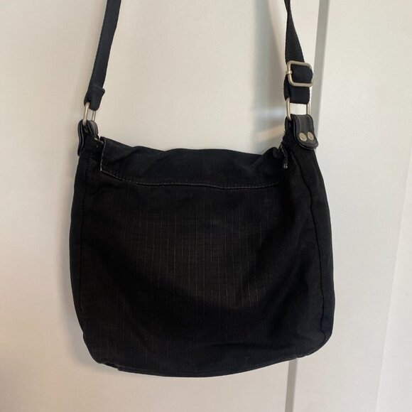 Roots Black Fabric Messenger Bag Crossbody Shoulder Bag‎ - Picture 13 of 14